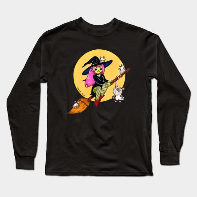 Possum Witch Long Sleeve T-Shirt by Possum Mood